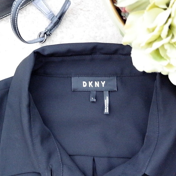 DKNY | Long-Sleeve Sheer Black Blouse - Picture 4 of 8